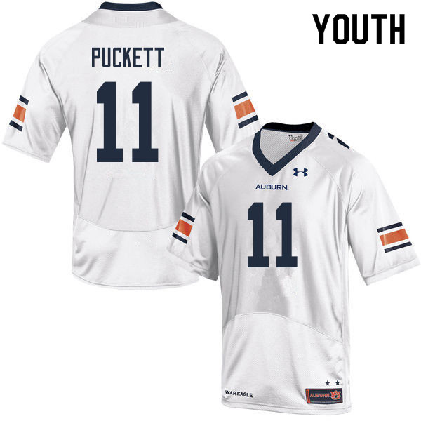 Auburn Tigers Youth Zion Puckett #11 White Under Armour Stitched College 2019 NCAA Authentic Football Jersey KKN0474RC